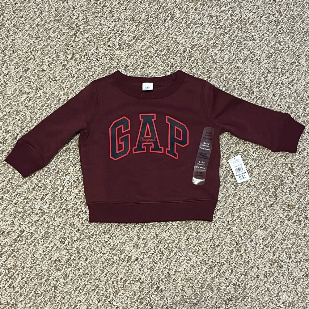 Baby GAP maroon sweatshirt 6-12M nwt